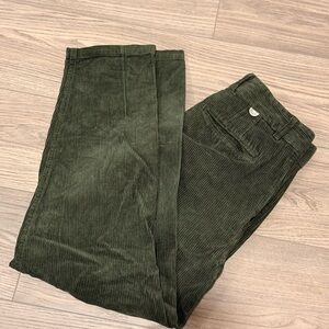 Men's Green Corduroy Pants Thinking Mu